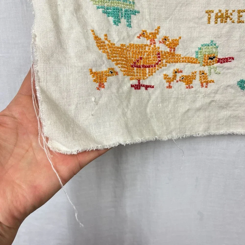 Vintage Needlepoint Now I Lay Me Down To Sleep Prayer Handmade Nursery Cottage‎